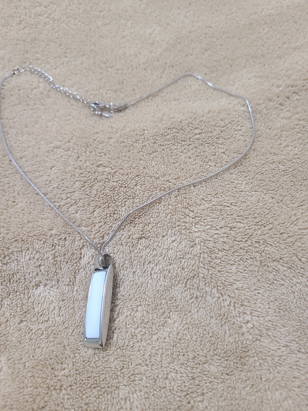Lia Sophia Silver tone Necklace with White & Black Bar Pendant - Women's Jewelry